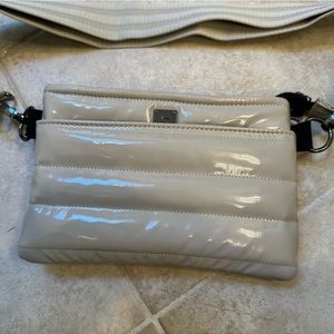 Think Royln Bum Bag Crossbody in Blonde Patent